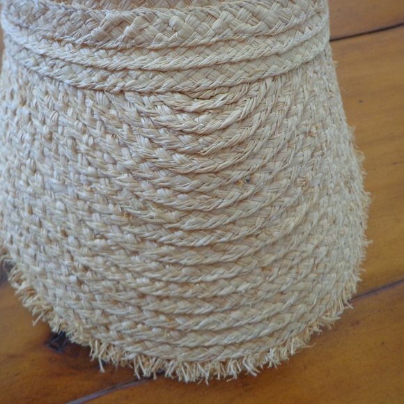 Boho Raffia Fringed Visor Adjustable Ties/ Back - Picture 3 of 7